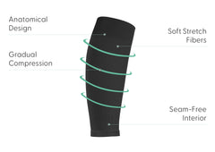 Compression Calf Sleeves Wide 20-30 mmHg - Black