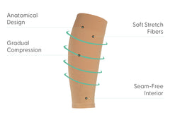 Compression Calf Sleeves Standard 20-30 mmHg - Tan